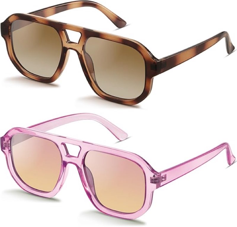 livho Trendy Polarized Square Aviator Sunglasses Women Men Square Eyewear Frame, Retro Sun Glasses for Women Men 2025 Shades