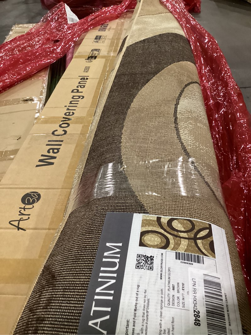 Condition photo showing As Is for glory rugs area rug modern 8x10 brown circles geometry soft hand carved contemporary floor carpet fluffy texture for indoor living dining room and bedroom area brown 8' x 10' (rectangular)