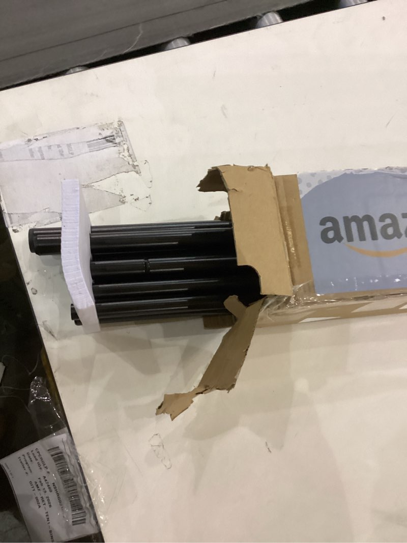 Condition photo showing Good Condition for KAMANINA 1 Inch Wood Double Curtain Rods for Windows 66 to 120 Inches (5.5-10 Feet), Heavy Duty Decorative Curtain Rods, Wooden Drapery Rods with Leaf Pattern Finials, Black Black 66-120"