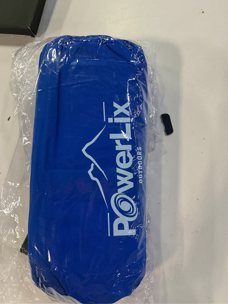 Condition photo showing New/Like New for powerlix camping sleeping pad - ultralight inflatable camping mattress sleeping mat for backpacking, hiking, compact lightweight sleeping pad for camping, inflation bag/repair kit included blue & grey