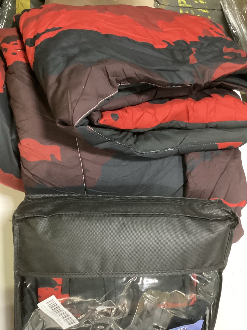 Condition photo showing Good Condition for Nesker 7 Pcs Comforter Set Full Size, Red Black Camouflage Military Bedding Set for Kids and Adults, Camo Army Wood Bed Sheet Sets with Fitted Sheet 2 Pillowcases & 2 Shams