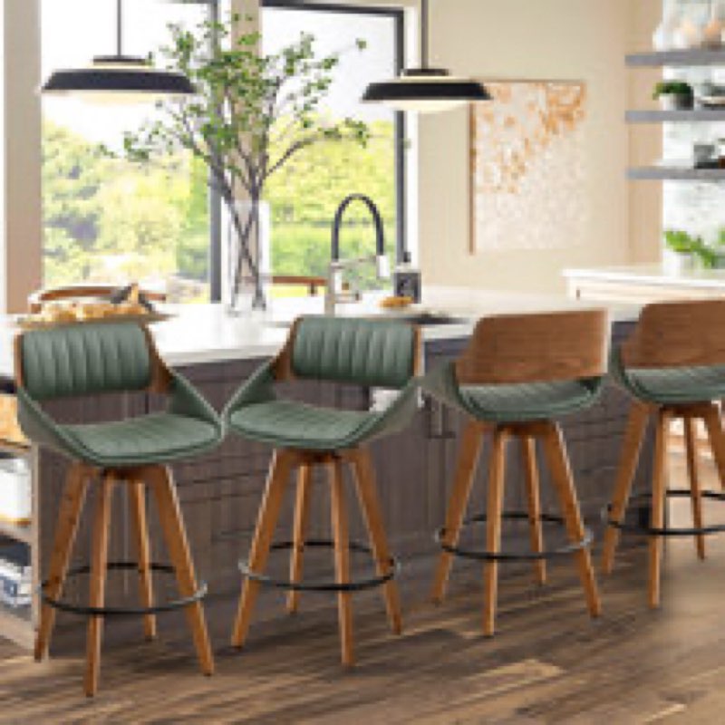 Jobani Swivel Counter Stool Seat Height: Bar Stool (30" Seat Height), Upholstery: Green