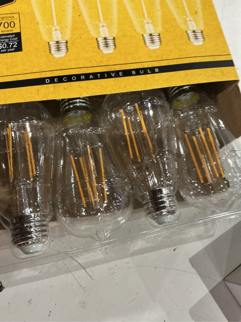 Condition photo showing Good Condition for ascher vintage led edison bulbs, 6w, equivalent 60w, non-dimmable, warm white 2700k, st58 antique led filament bulbs with 80+ cri, e26 medium base, clear glass, pack of 8 warm white 2700k 8 count (pack of 1)