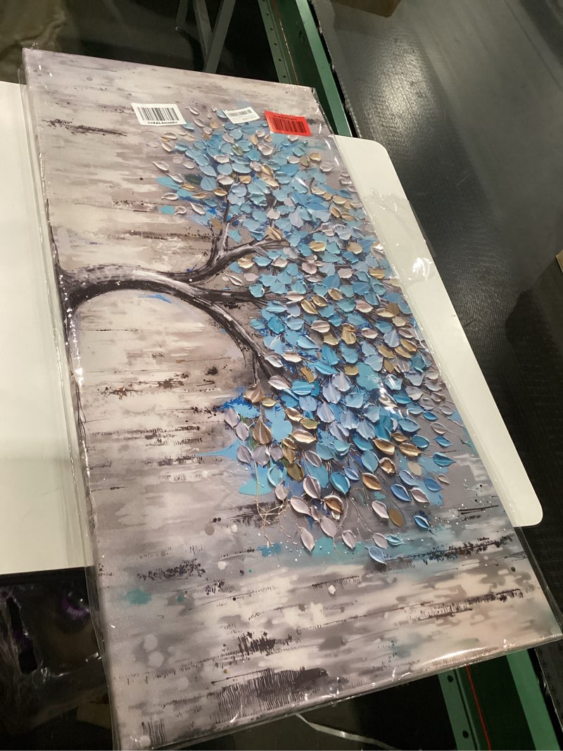 tree of life canvas wall art - abstract light blue artwork for living room bedroom decor, modern fra