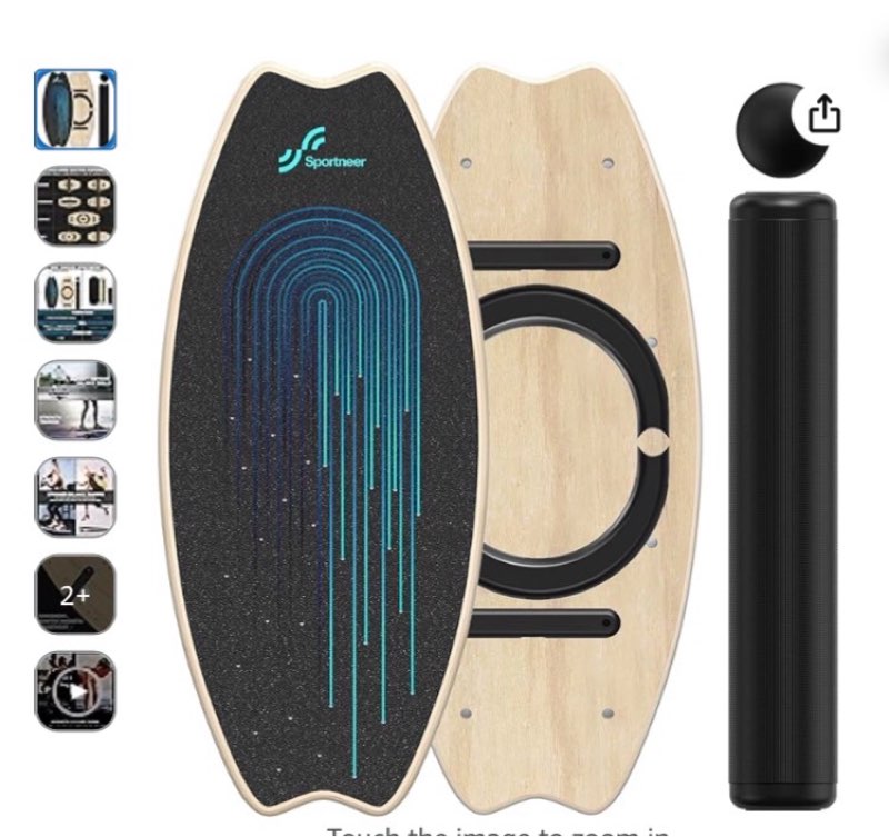 Sportneer Balance Board - 7 Modes Wobble Board with Adjustable Stoppers - Exercise Balancing Stability Trainer for Improve Balance, Surf Trainer & Physical Therapy - Roller and 2.8'' Ball Included