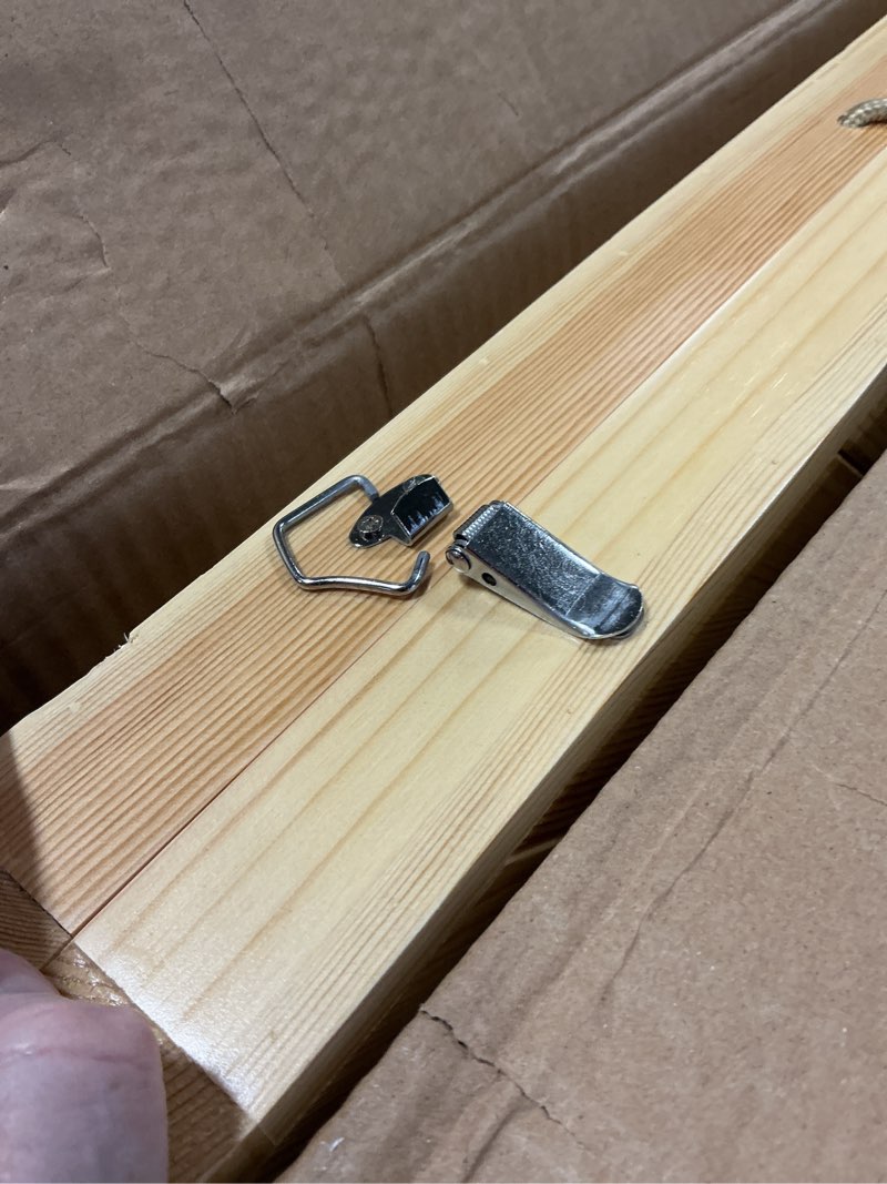 Condition photo showing As Is for Folding Picnic Table with Table Runner, Portable Boho Low Picnic Table for Indoor Outdoor, 60" x 30" Wooden Table with Adjustable Heights for Camping, Wedding, Beach, Garden, Party(Large Size for 6)