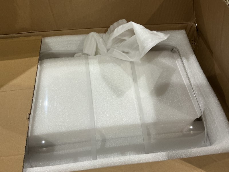 Condition photo showing As Is for moonorange large turtle tank kit (tank+lamp+filter), acrylic turtle tank starter kit with heightened and curved fences, bottom drainage, multi-function areas white (large kit)