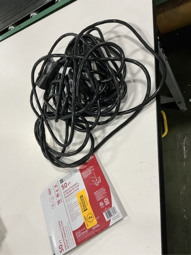 Condition photo showing As Is for Utilitech 50-ft 16 / 2 Heavy Duty 3 Prong Black Indoor/Outdoor