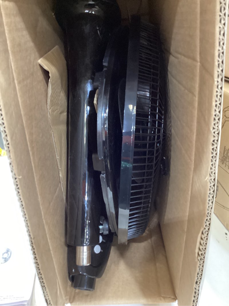 Condition photo showing As Is for adjustable oscillating standing pedestal fan - 16-inch
