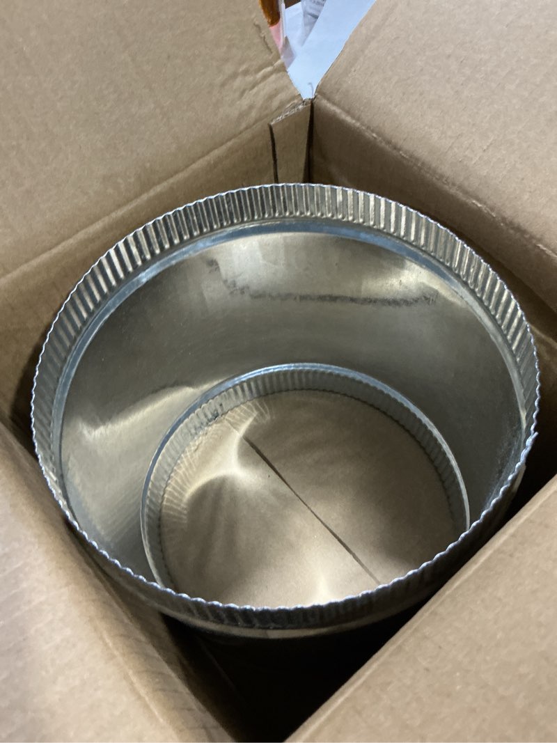Condition photo showing Good Condition for 7 inch round galvanized steel duct connector - metal ventilation pipe coupler - dryer vent hose extension - hvac ducting coupling for straight connection