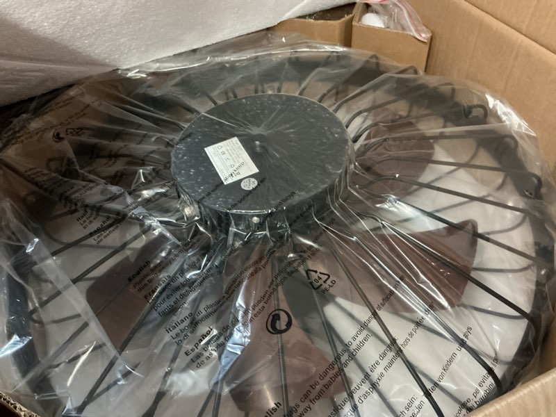 Condition photo showing Good Condition for outdoor ceiling fan with lights: 20" waterproof plug-in ceiling fan with remote control smart app - gazebo caged hanging fans for patios porch pergola 6 speeds reversible - walnut walut 20 inch