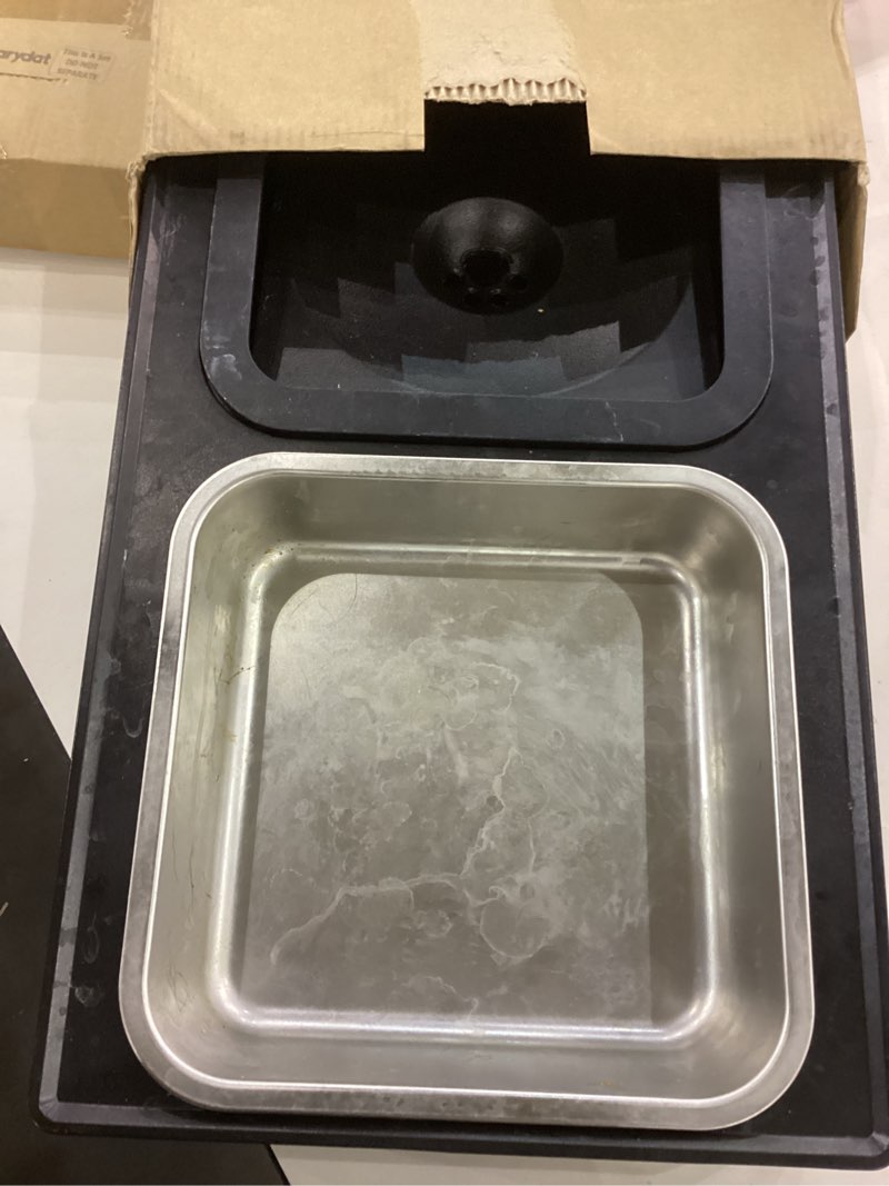 Condition photo showing As Is for URPOWER 2-in-1 Elevated Dog Bowls 4 Height Adjustable Raised Dog Bowls with No Spill Water Bowl and Stainless Steel Food Bowl Non-Slip Stand for Small Medium Large Dogs No spill water bowl+ Stainless Steel Bowl Black