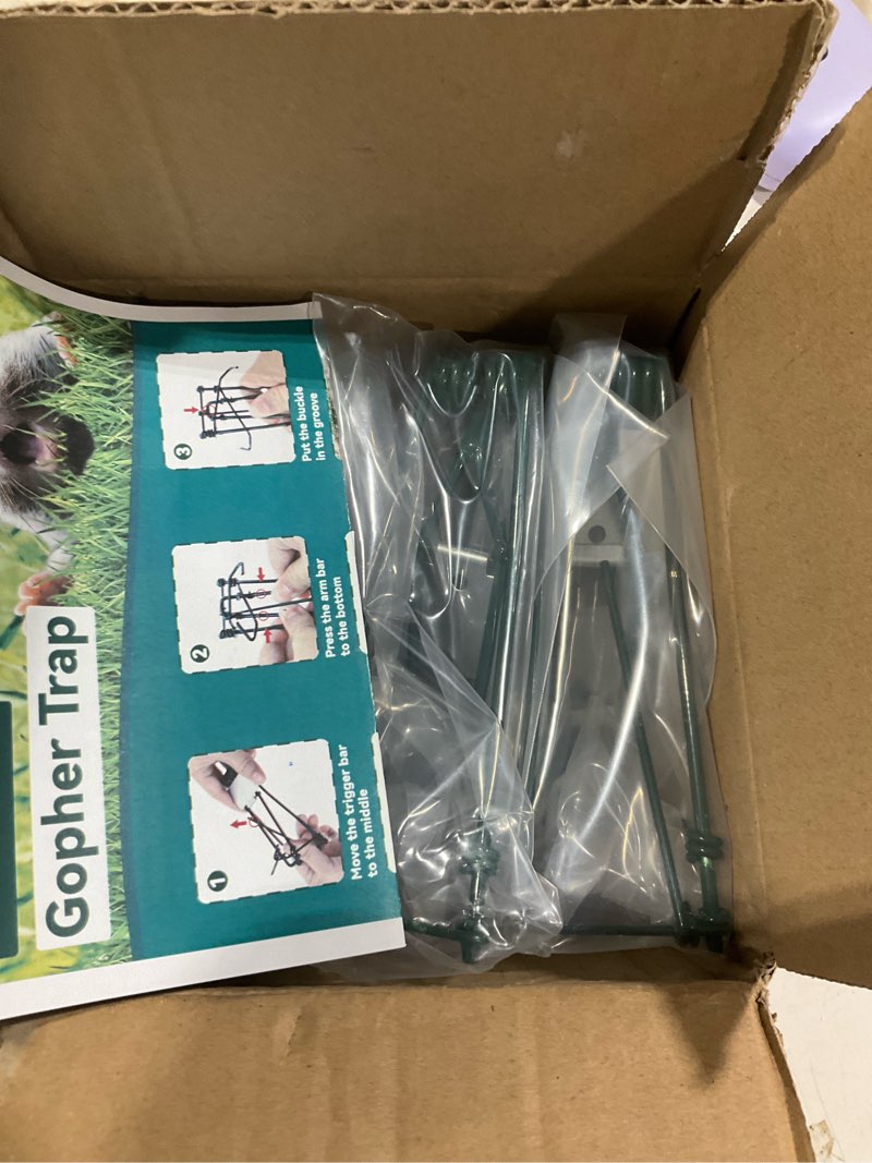Condition photo showing Good Condition for 8 pack gopher trap, mole traps for outdoor, reusable & easy set vole trap, weather resistant ground mole killer for lawn, garden, farm yard protection