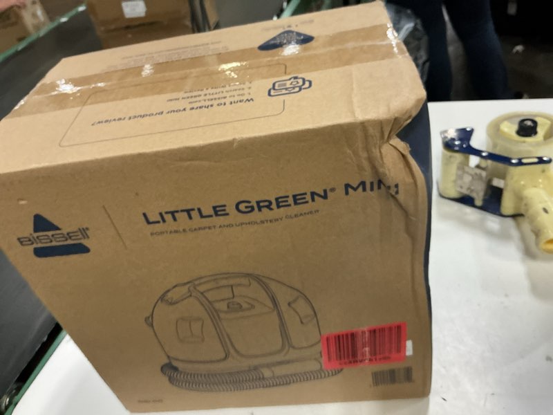 Condition photo showing New/Like New for bissell little green mini portable carpet and upholstery deep cleaner, car/auto detailer, with hydrorinse self-cleaning tool and 4" tough stain tool, tea green, 4075