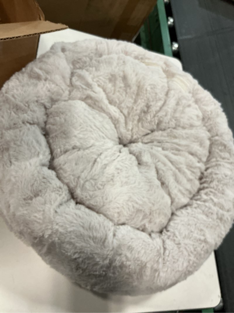 Condition photo showing As Is for Best Friends by Sheri SnuggleSoft Faux Fur Calming Donut Bed for Dogs and Cats, Brown, Extra Small, 18x18