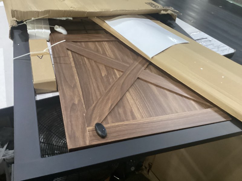 Condition photo showing Good Condition for beenbkks barn door dog gate, anti-kick pet gate with walk through door, modern farmhouse puppy gate, pressure mounted safety dog gate for doorways stairs house, for 29" to 40" wide openings, 30" tall walnut 30" tall