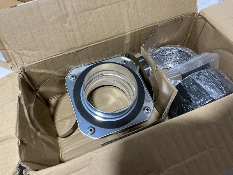 Condition photo showing Good Condition for magnetic dryer vent coupling dv180 - airtight seal, quick-connect & easy clean, strong magnet self-alignment, includes 4" duct and two clamps stainless steel color