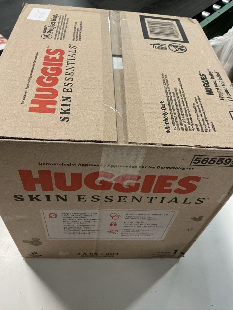 Condition photo showing New/Like New for huggies skin essentials disposable diapers - econ+ pack - size 1 - 204ct