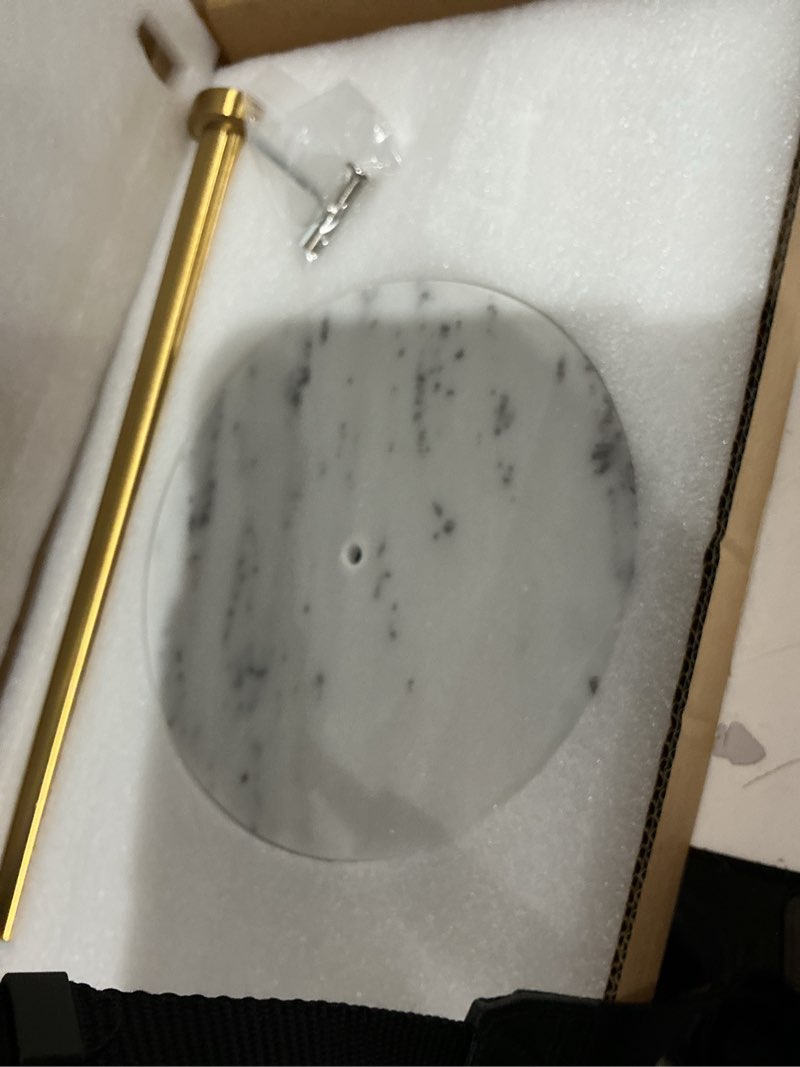 Condition photo showing Good Condition for paper towel holder countertop with 7" weighted white marble base - modern free standing paper roll holder, brushed gold stainless steel stand paper towel holder for kitchen and bathroom brushed gold 7" white marble base