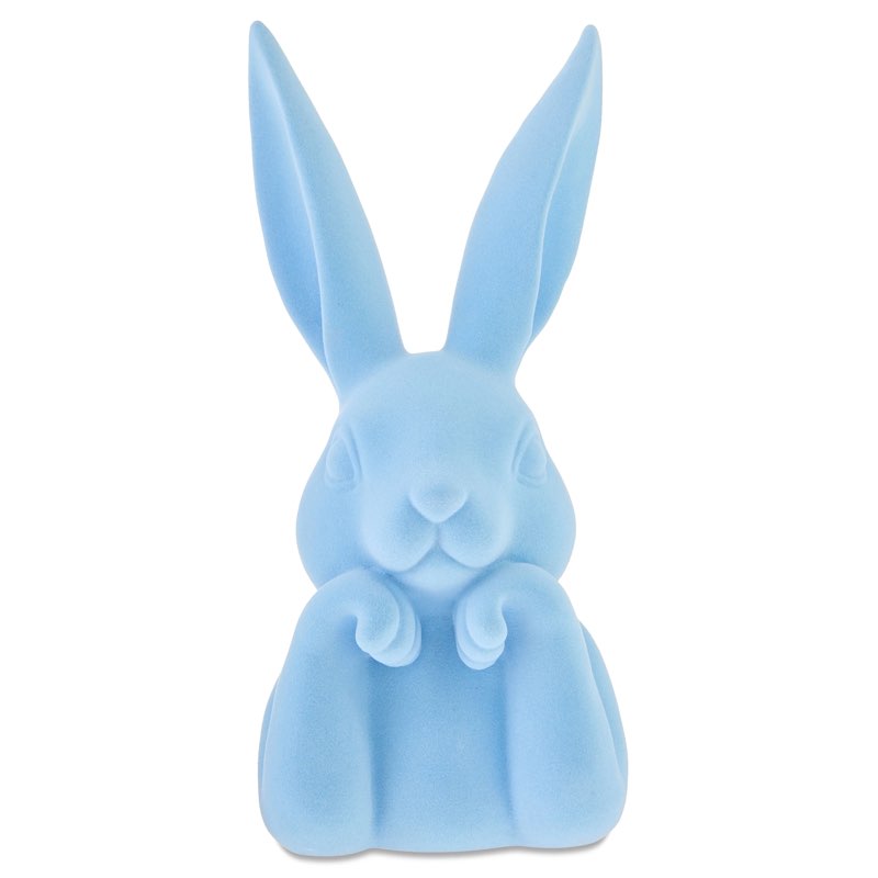 Flocked Bunny Bust Tabletop Decoration - Blue
