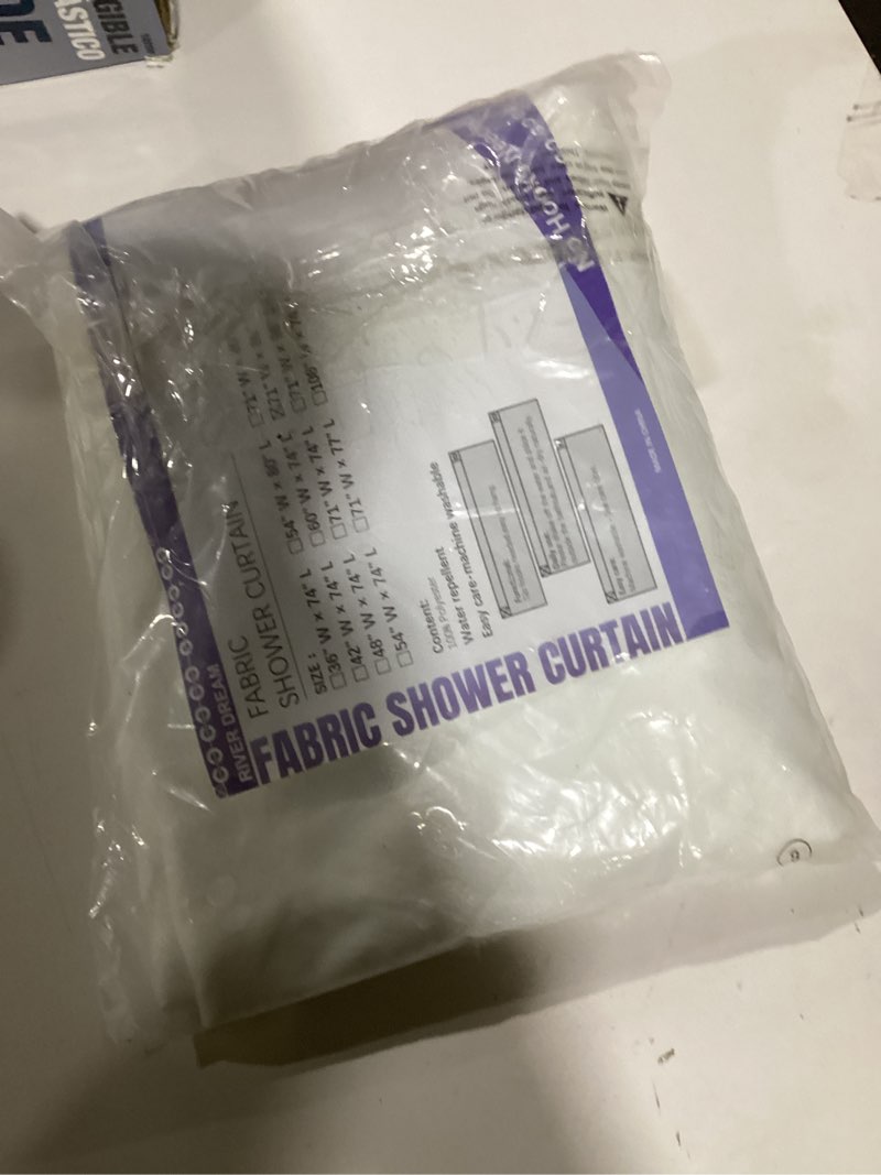 Condition photo showing New/Like New for River Dream Extra Long Shower Curtain No Hooks or Liner Needed - Soft Microfiber 84" Long Fabric Shower Curtain Liner Set, Machine Washable & Water Repellent, White White 71"W x 86"L (Pack of 1)