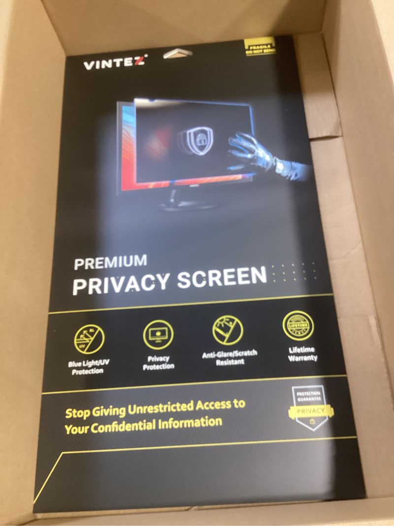 Condition photo showing New/Like New for vintez 28 inch 16:9 privacy screen for computer monitor and laptop - anti glare protector film blue light filter eye protection - computer screen privacy shield, [1 pack] [1 pack] 28" diagonal (16:9)