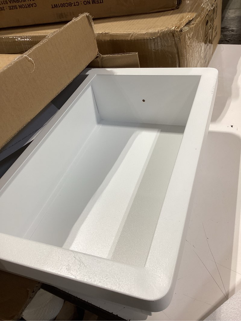 Condition photo showing Good Condition for recessed medicine cabinet no mirror - 14x24 bathroom storage wall cabinet with 2 shelves, 304 stainless steel shower niche, matte white waterproof for bathroom, toilet, vanity matte white 14"x 24"