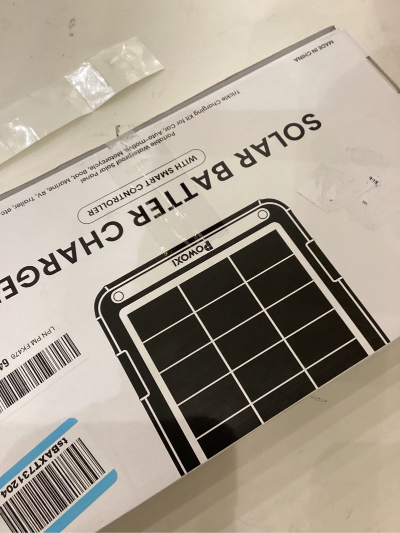 Condition photo showing As Is for POWOXI 12V Solar Car Battery Charger: 15W Solar Trickle Charger Maintainer with MPPT Controller for Car - RV Boat Marine Motorcycle - Solar Panel Kit for Automotive Trailer Truck Snowmobile Tractor