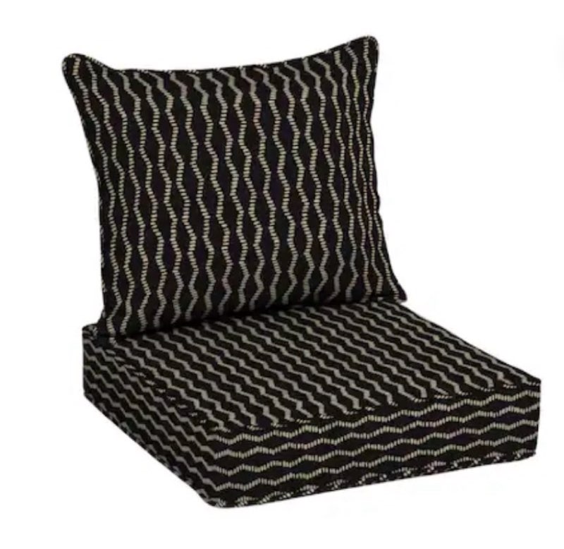  origin 21 25-in x 25-in 2 -piece black helix jacquard deep seat patio chair cushion