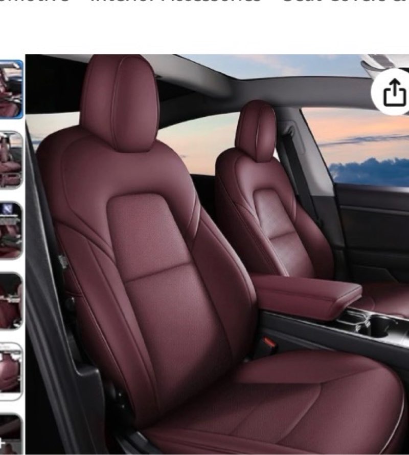 AOMSAZTO Car Seat Cover Fit for Tesla Model Y 2020 2021 2022 2023 2024 2025 5 Seater - Full Set Wine Red Seat Covers