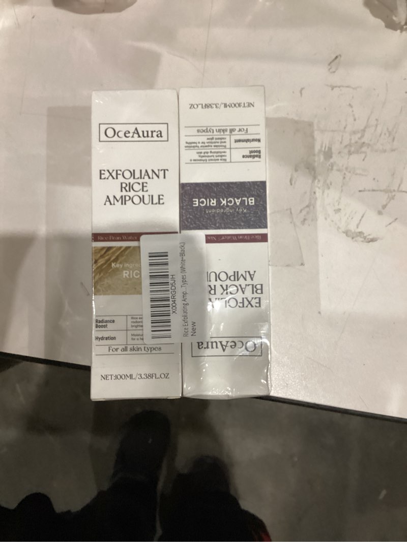 Condition photo showing New/Like New for Glow Rice Ampoule Duo - 2PCS White & Black Rice Exfoliant,Rice Exfoliator for Face & Body,Gentle Peel to Remove Dead Skin & Blackheads,Rejuvenating Hydration Rice Ampoule Exfoliant for All Skin Types Black+White 3.38 Fl Oz (Pack of 1)