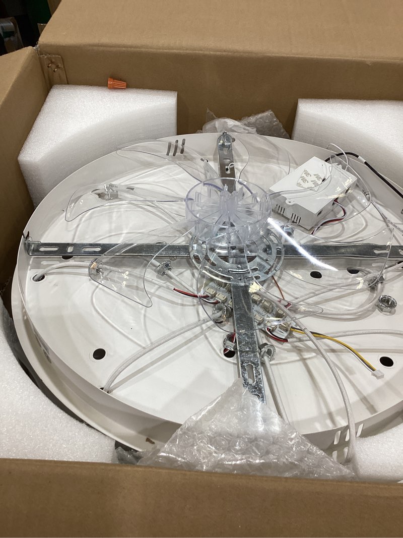 Condition photo showing As Is for 35''ceiling fans with lights, modern ceiling fan with lights and remote, dimmable bladeless ceiling fans light, low profile ceiling fan 6 speed reversible blades timing 130w for kids bedroom white