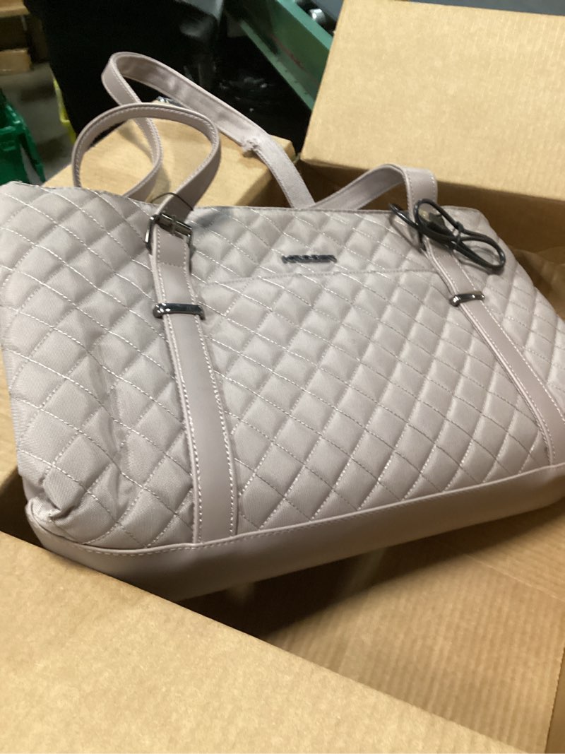 Condition photo showing Good Condition for KROSER Laptop Tote Bag 15.6 Inch with USB Port, Large Work Tote Bag Computer Shoulder Bag for Women, Laptop Carrying Case Stylish Handbag Gift for Office Business Travel(Grey Pink)