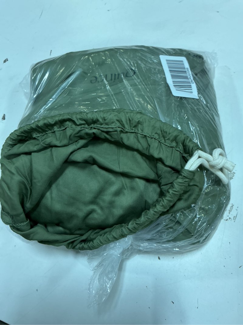 Condition photo showing As Is for bamboo fitted sheet set, cal king, olive