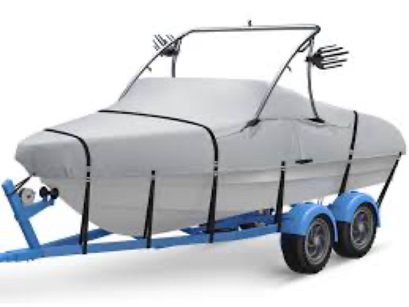 Ski & Wakeboard Tower Boat Cover, Full Metal Buckles Boat Cover, 100% Solution-Dyed Polyester Waterp