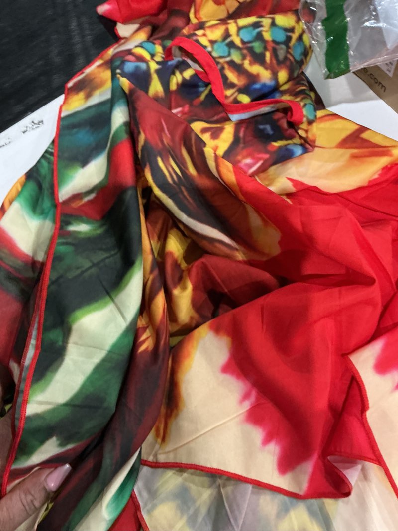 Condition photo showing Good Condition for sunforyou kaftan dresses for women stylish caftans plus size beach cover up soft loungewear orange green floral one size