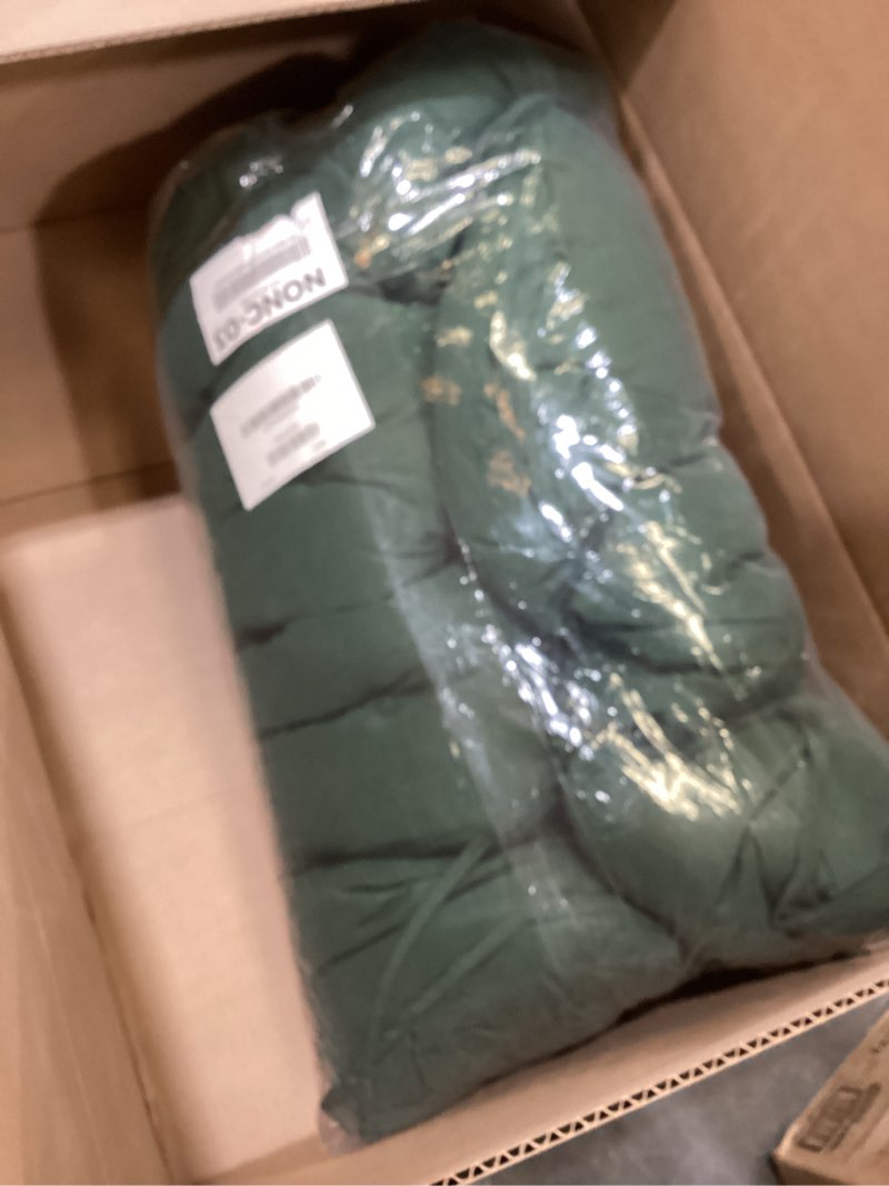 Condition photo showing Good Condition for porch swing cushions,outdoor cushions 3 seater replacement with backrest, waterproof thickened bench cushion with ties for porch, patio,outdoor, backyard and garden (dark green 40 * 40 in) dark green 40x 40 inches
