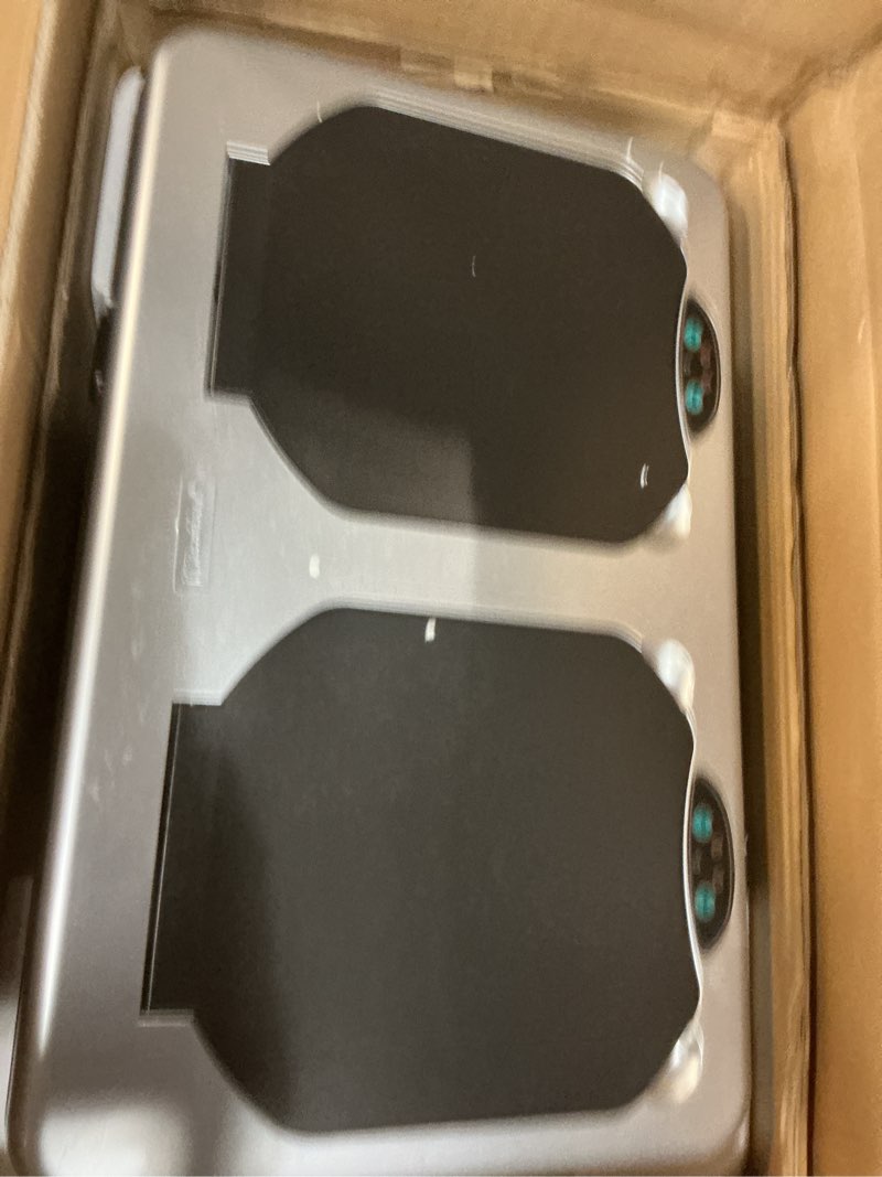 Condition photo showing As Is for iTouchless 16 Gallon Sensor 2.0 Technology Dual Compartment Kitchen Trash Can and Recycle Bin with Wheels, Stainless Steel Automatic 8 Gallon Per Side for Home Office Store Business