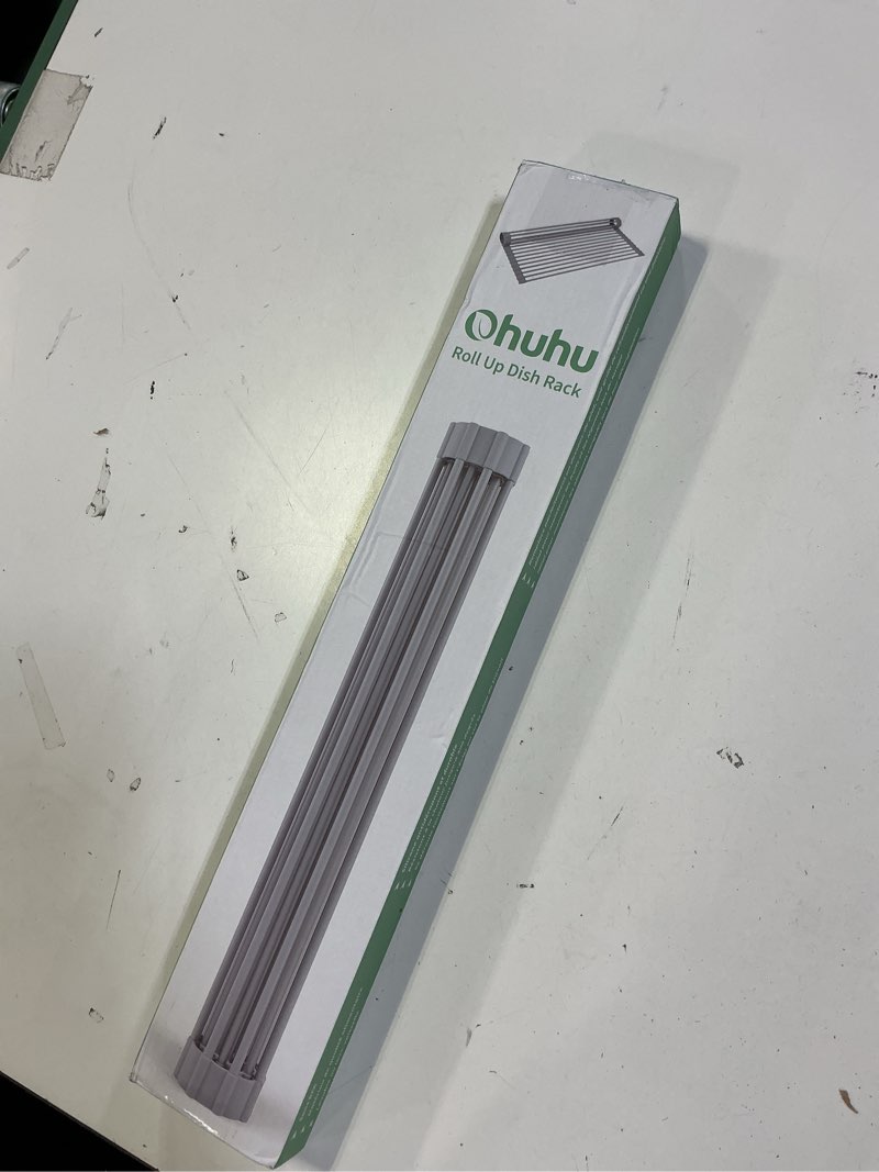 Condition photo showing New/Like New for Ohuhu Sink Drying Rack, 20.5" W x 16.1" L Over The Sink Roll-Up Dish Drainer - Rolling Foldable Accessories Heat-Resistant Mat Anti-Slip Silicone Coated Multipurpose for Kitchen Counter 20.5"W x 16.1"L Gray