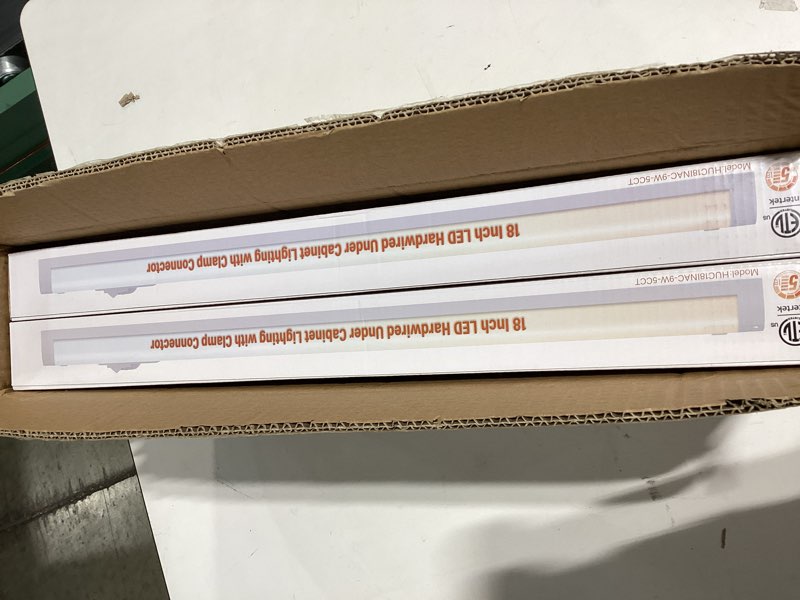 Condition photo showing New/Like New for zago 18 inch led hardwired under cabinet lighting with clamp connector, 5cct switchable, undercounter led lights for kitchen, 120v, 9w, 620-750lm, etl & damp rated, white, 4 packs