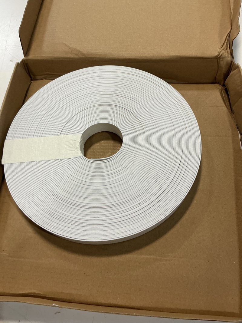 Condition photo showing New/Like New for pvc edge banding 3/4 inch x 100 ft veneer edge banding white with hot melt adhesive pre - glued iron on edging tape trim for cabinet plywood repairs and furniture restoration