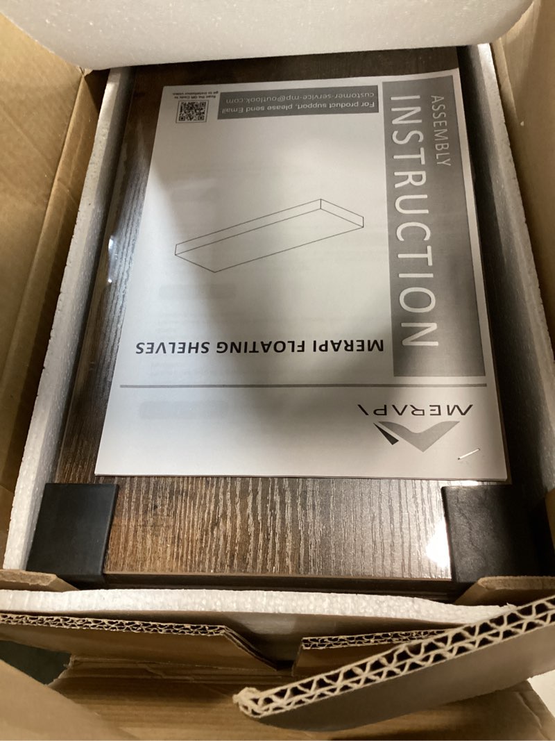 Condition photo showing New/Like New for Merapi Set of 3 Floating Shelves 36 Inch Wall Mounted Solid Wood Shelves for Bathroom Kitchen Living Room Bedroom & Office - Brown Natural Wood Texture Easy Installation Rustic Wood 01 36"-3pack-1