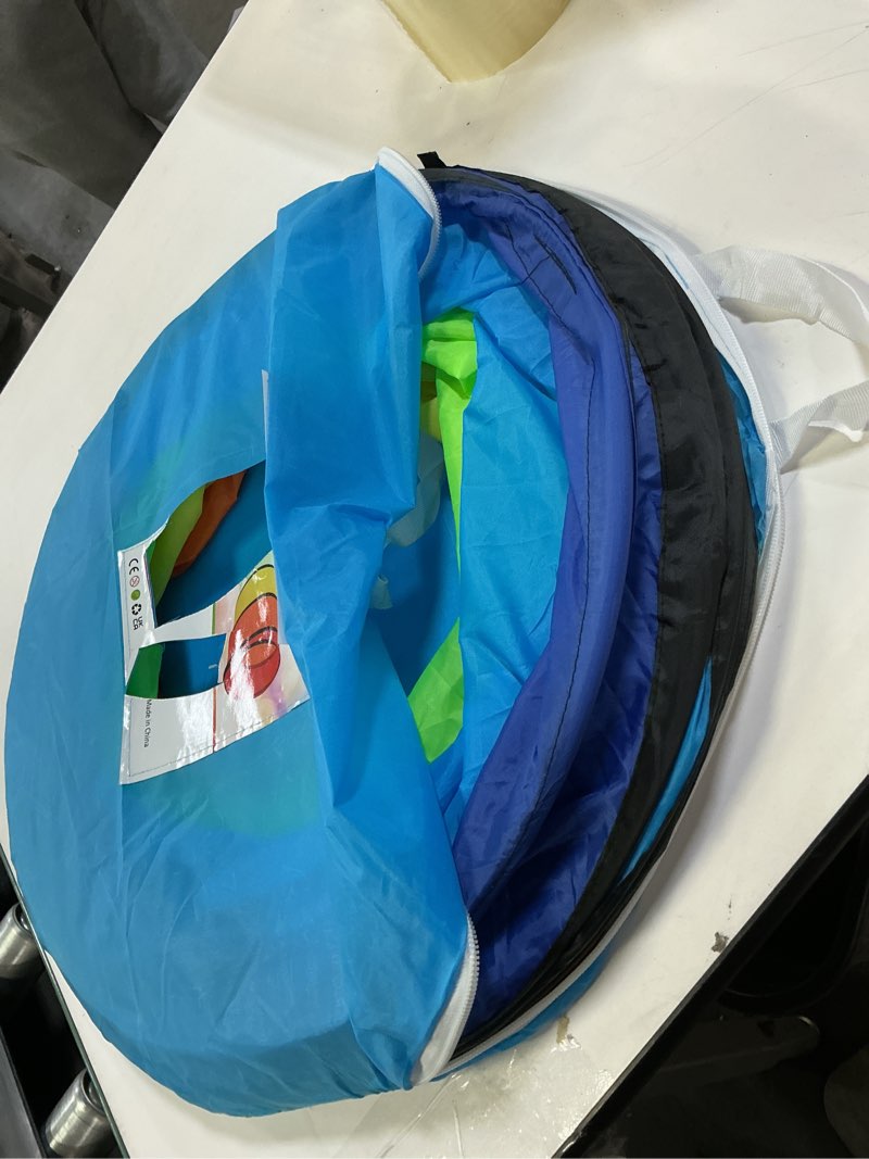 Condition photo showing As Is for Kids Play Tunnel Tent for Toddlers, Colorful Pop Up Crawl Tunnel Toy for Baby or Pet with Breathable Mesh, Collapsible Gift for Boy and Girl Play Tunnel Indoor and Outdoor Game Rainbow Tunnel