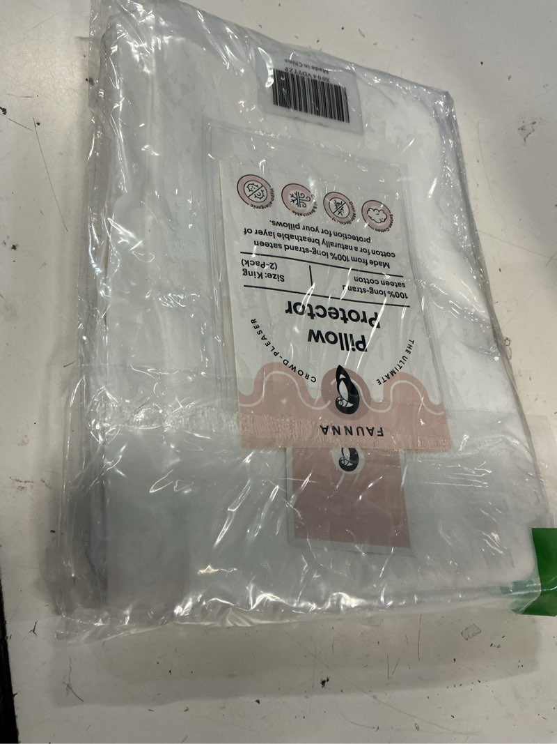 Condition photo showing Good Condition for faunna 600tc 100% cotton pillow protectors, king size (20x36), 2 pack, oeko-tex certified, hotel grade pillow cover with silent zipper, zip up pillow cases, white king 2.0