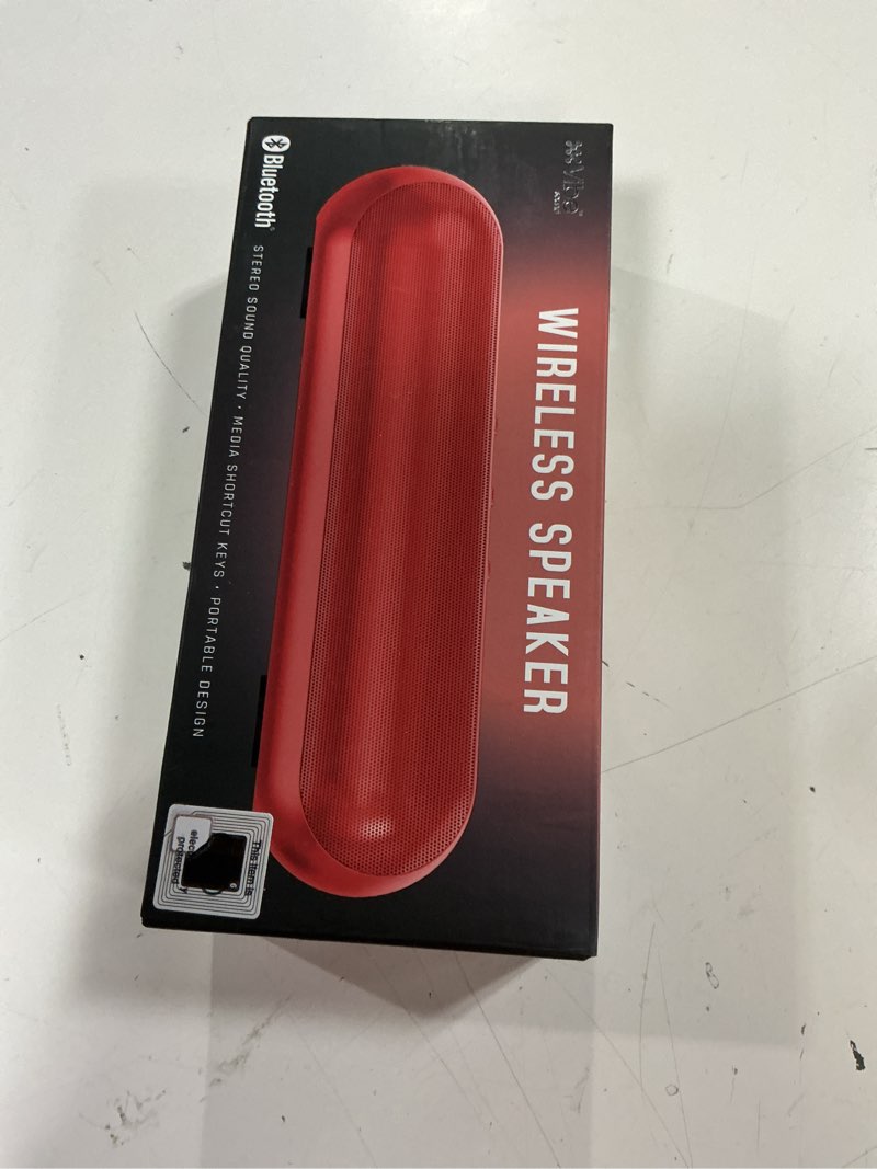Condition photo showing New/Like New for vibe sound bluetooth wireless slim pill stereo speaker, red