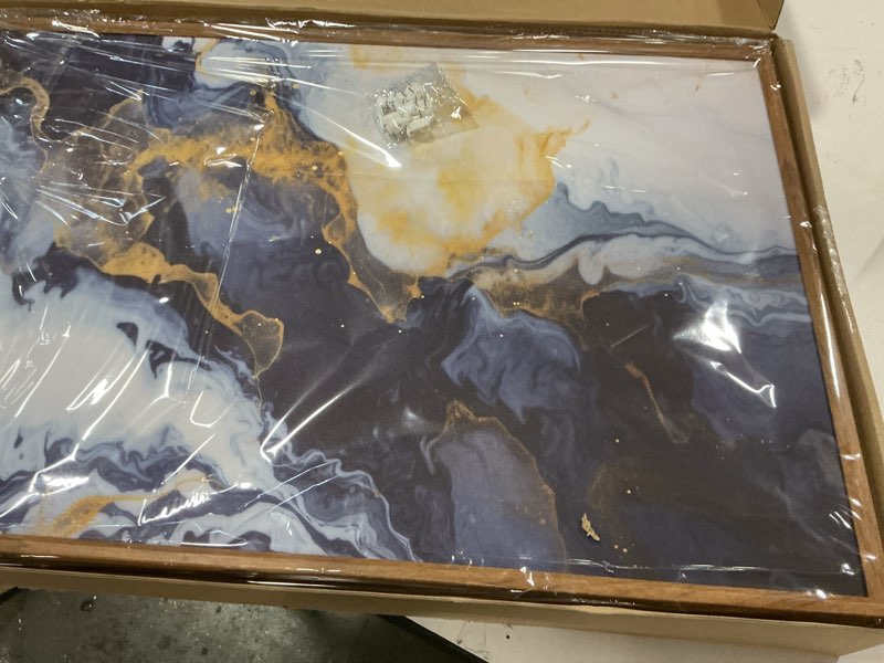 Condition photo showing New/Like New for Celestdeco Navy Blue and Gold Framed Canvas Wall Art Set, Mid-century Modern Abstract Wall Decor, Na