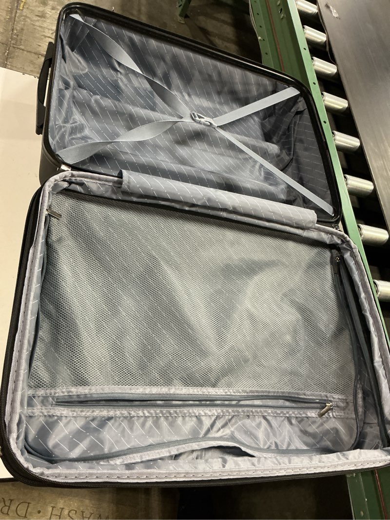 Condition photo showing As Is for olixis 24 inch luggage, hardside suitcase with spinner wheels, lightweight abs hard shell checked luggage, tsa approved lock, expandable medium suitcase for travel & business–black black 24 in