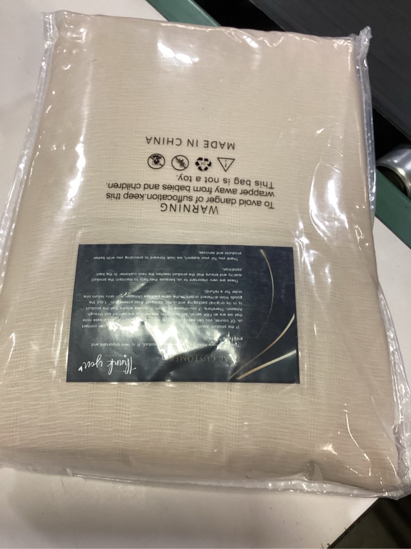 Condition photo showing Good Condition for maiher beige sheer pinch pleat curtains 144 inches extra long 12ft tall curtains for living room soft touch light filtering pleated drapes with ajustable hooks, beige, 42" w x 144" l, 2 panels beige 42"w x 144"l (pack of 2)