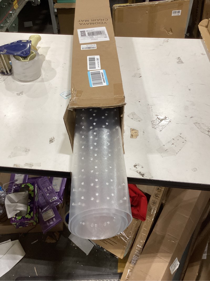 Condition photo showing Good Condition for GORILLA GRIP Slip Resistant Office Chair Mat for Carpet Floors, Smooth Glide Under Desk Carpeted Floor Protector, Heavy Duty Plastic Computer Mats for Rolling Work and Gaming Chairs 29x47, Clear