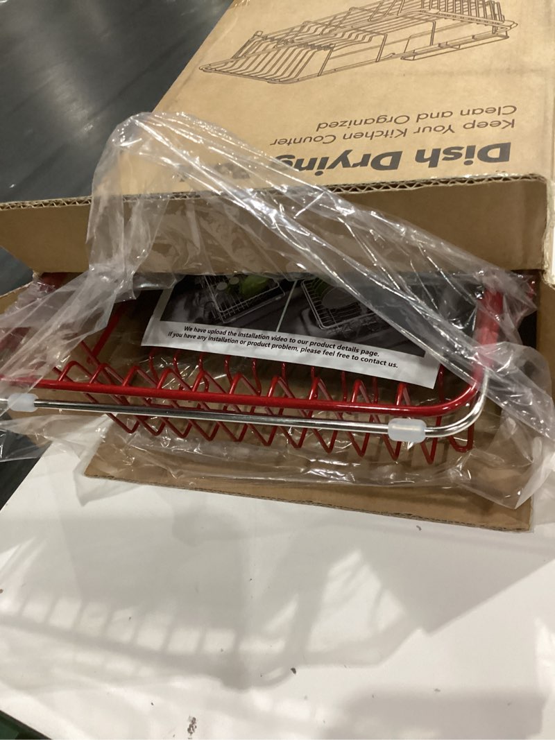 Condition photo showing Good Condition for JASIWAY Dish Drying Rack in Sink, Red Dish Dryer Racks Over Sink, Dishes Drainers for Kitchen Sink, Stainless Steel Plates Drying Rack with Utensil Holder & Cups Holder Red In Sink